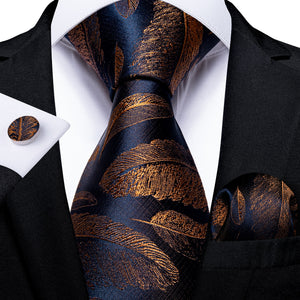 Men Tie Gold Blue Paisley