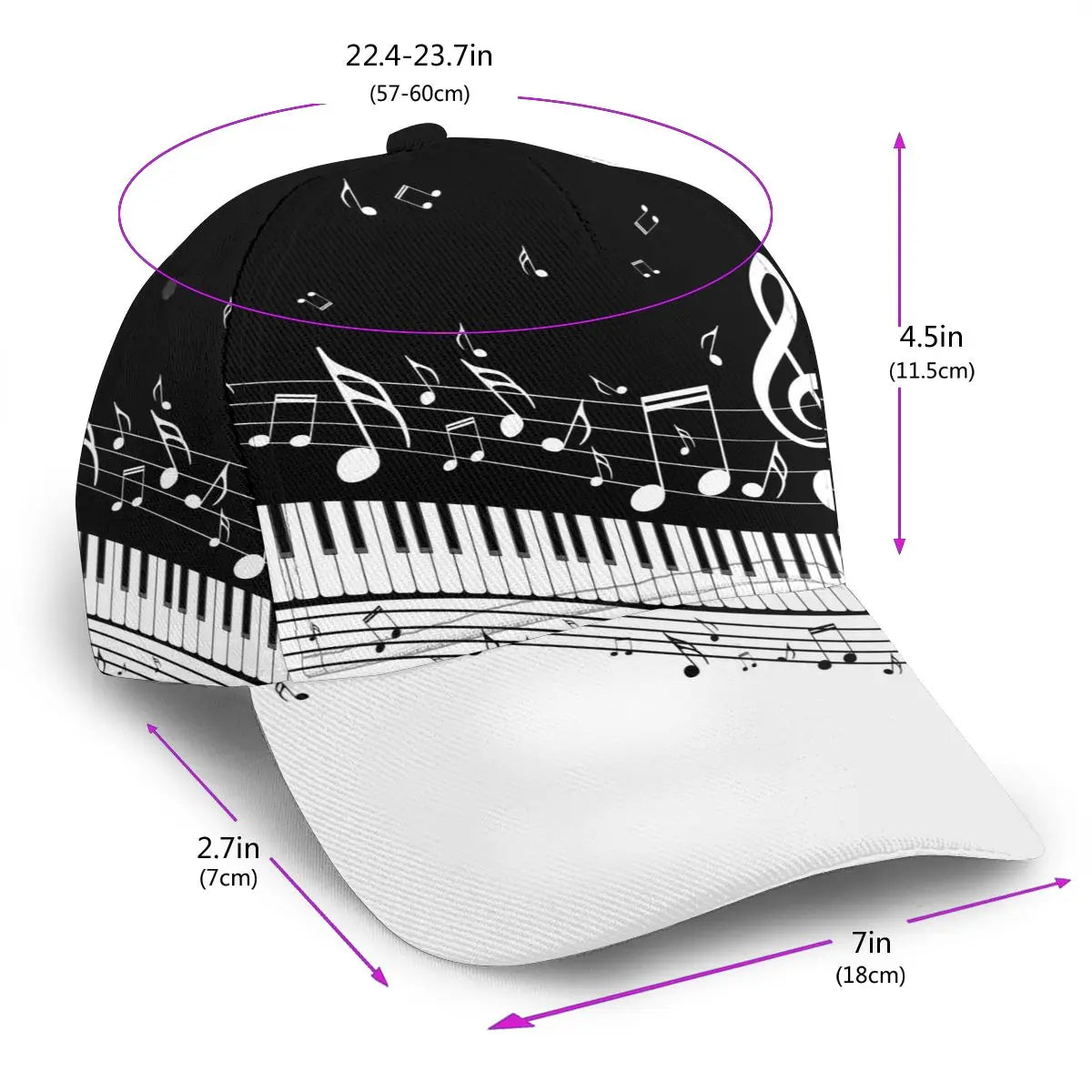 Abstract Piano Keys With Musical Notes Caps