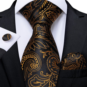 Men Tie Gold Blue Paisley