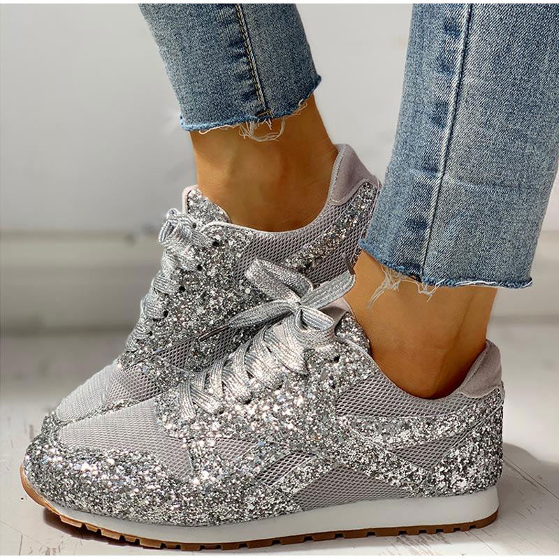 Shoe - Flat Glitter Sneakers