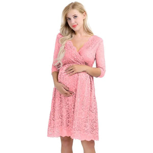 Maternity Dress - Elegant Floral Lace Dress