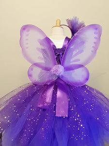 Dress - Girls Purple Butterfly Flower Tutu Dress