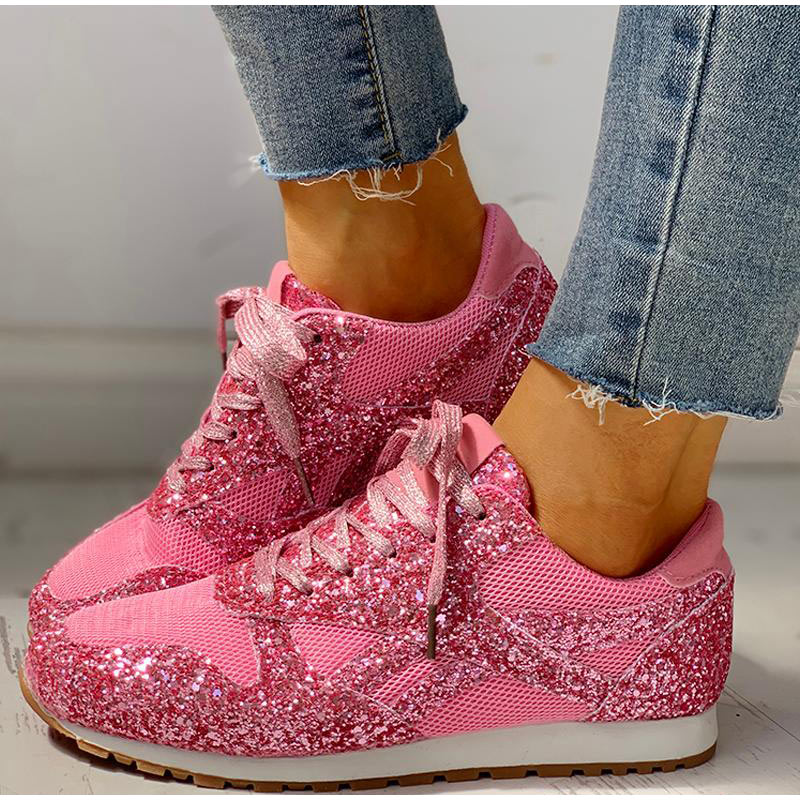 Shoe - Flat Glitter Sneakers