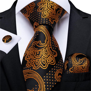 Men Tie Gold Blue Paisley