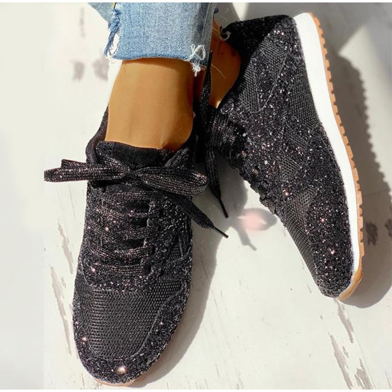 Shoe - Flat Glitter Sneakers