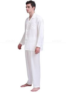 Pajamas - Mens Silk Satin Pajamas Set