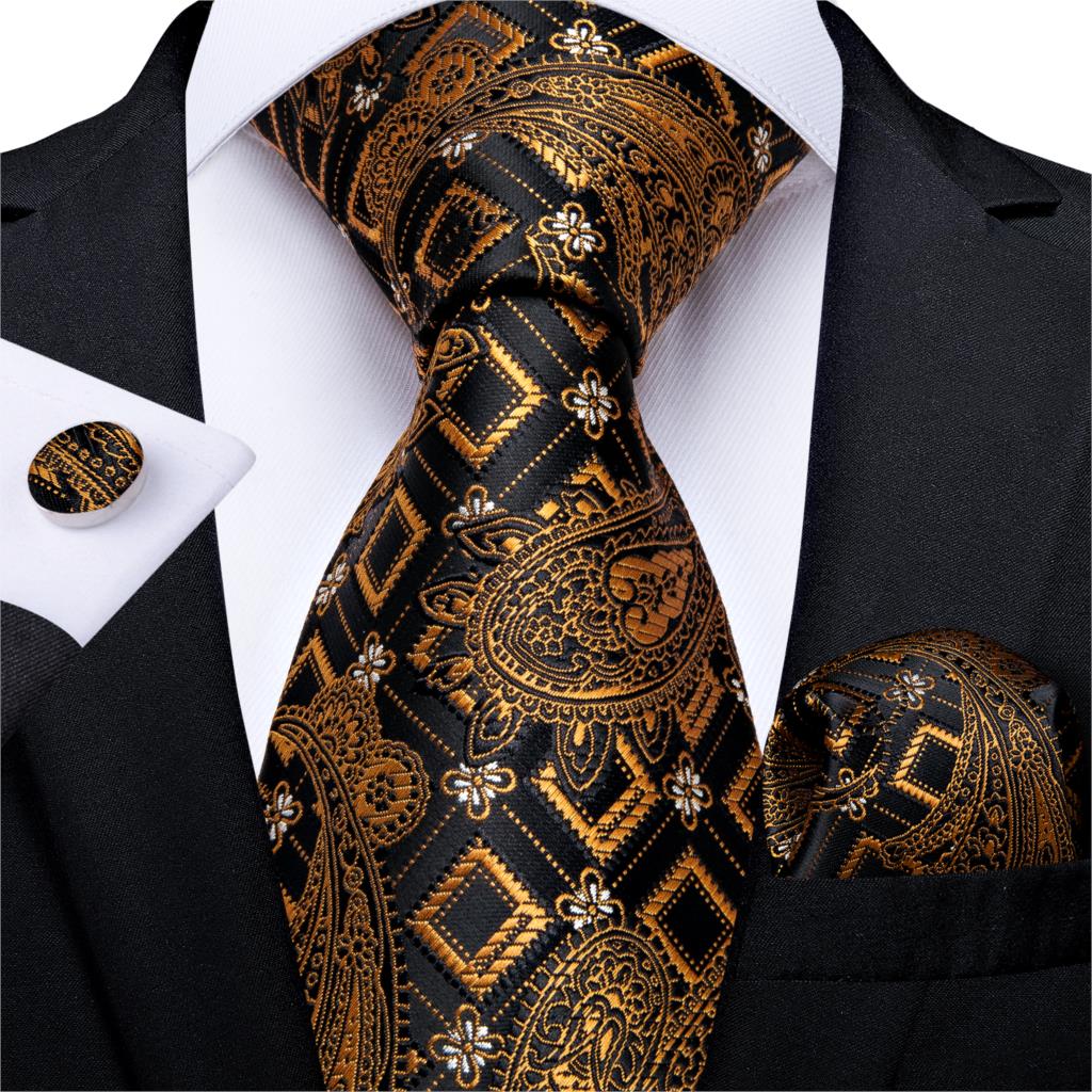 Men Tie Gold Blue Paisley