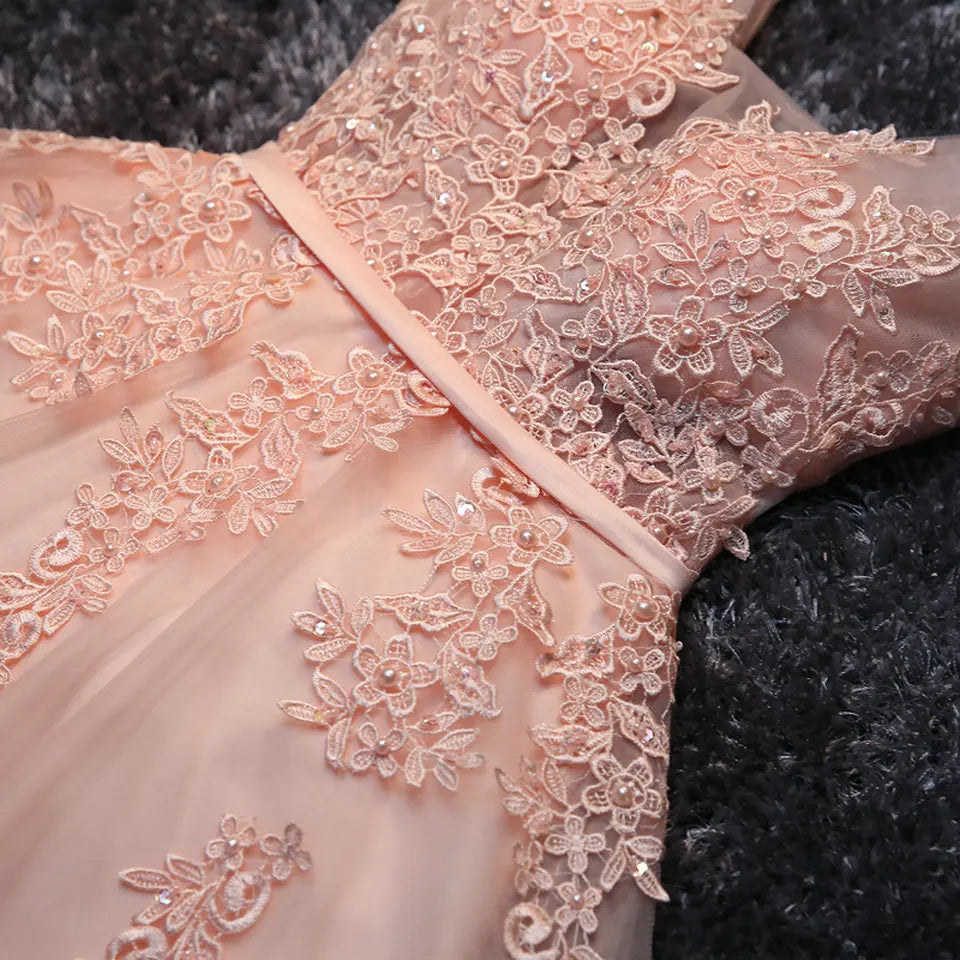 Dress - Elegant Pearl Pink Prom Dress