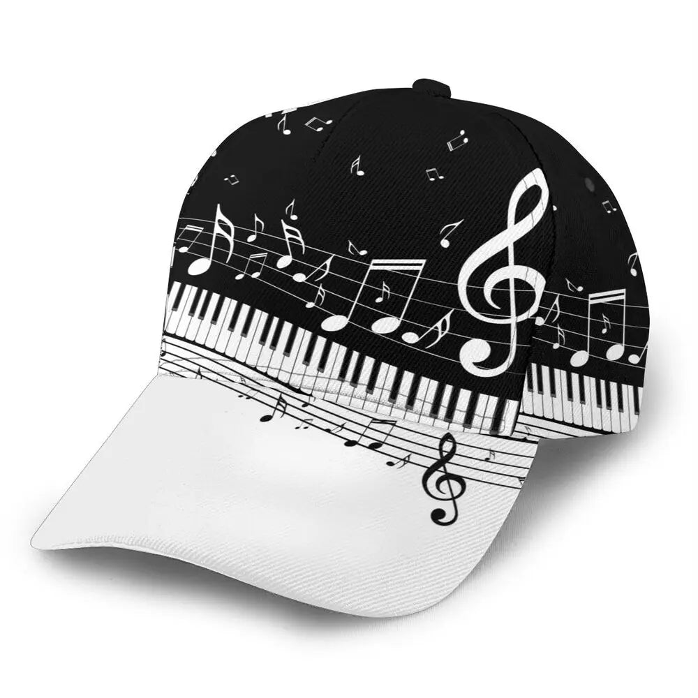 Abstract Piano Keys With Musical Notes Caps