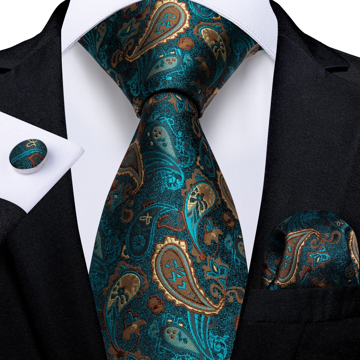 Men Tie Gold Blue Paisley