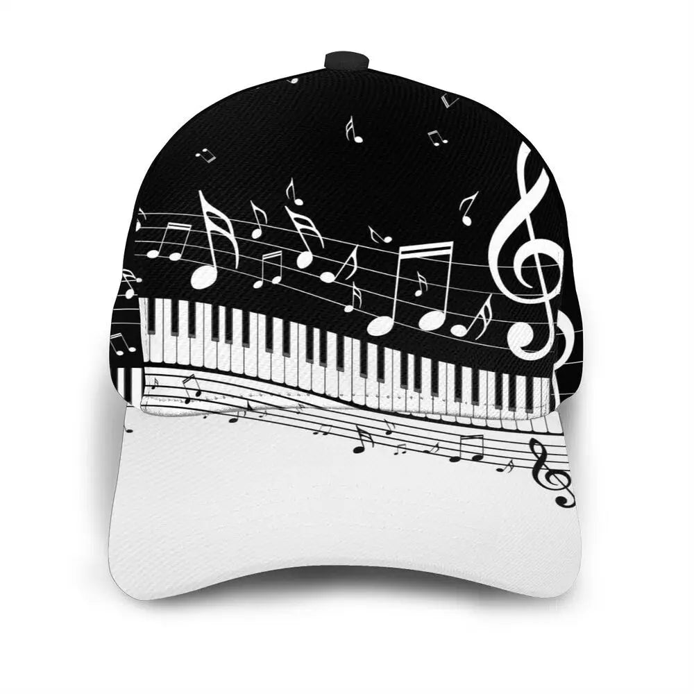 Abstract Piano Keys With Musical Notes Caps