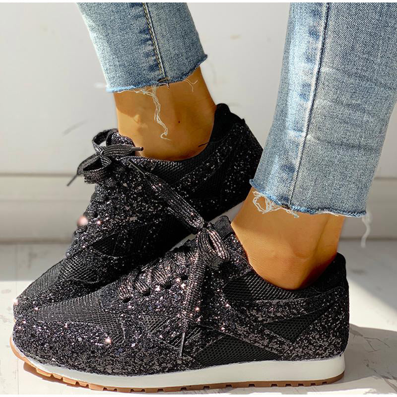 Shoe - Flat Glitter Sneakers