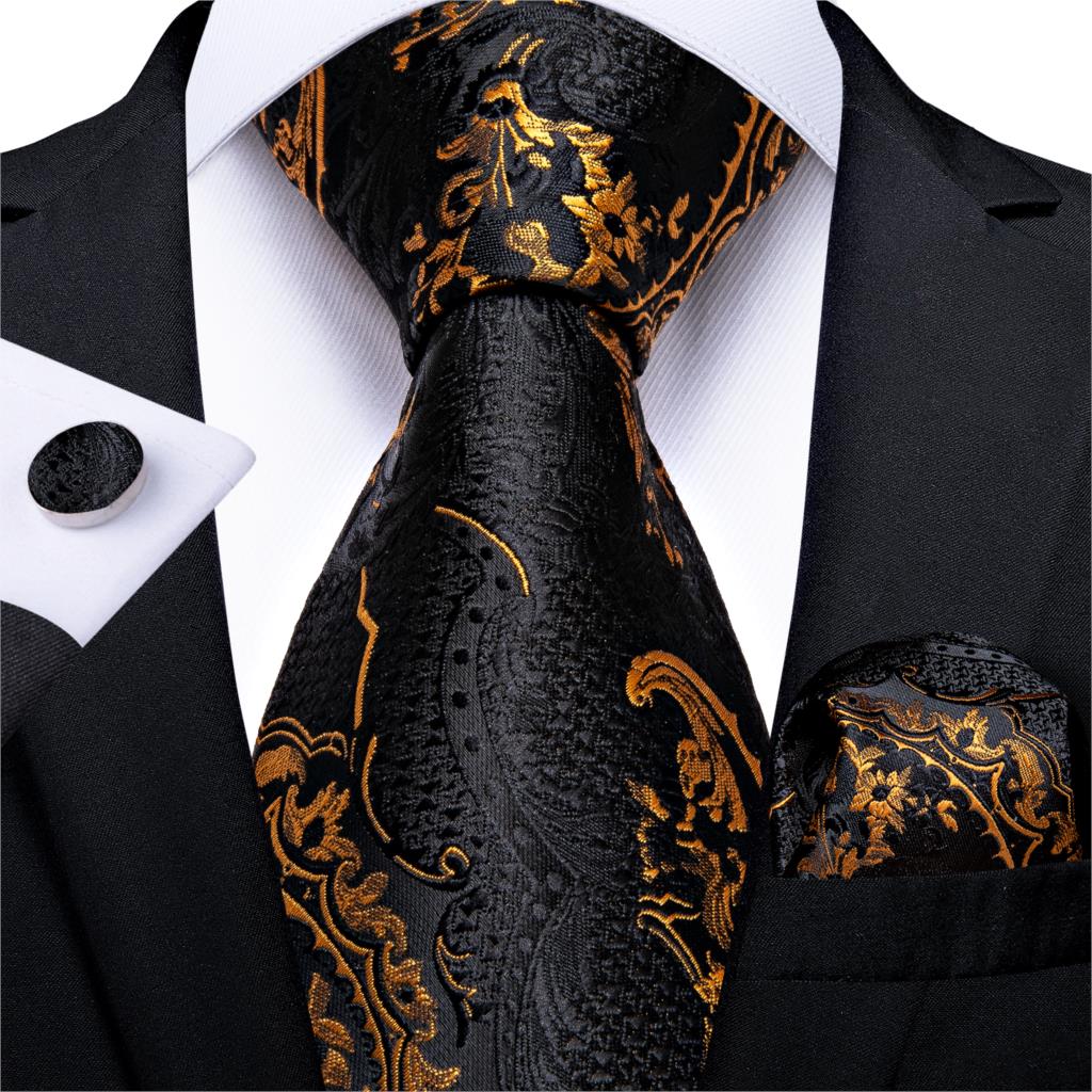 Men Tie Gold Blue Paisley