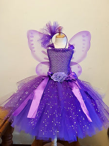 Dress - Girls Purple Butterfly Flower Tutu Dress