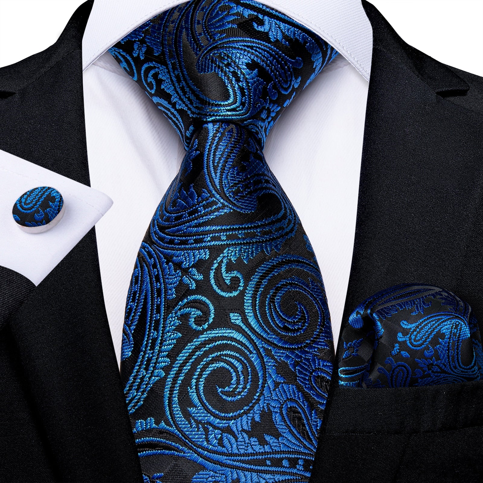 Men Tie Gold Blue Paisley