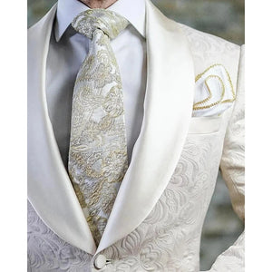 Suit - High-quality White Jacquard Men Suit