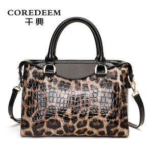 Genuine Leather Leopard Women's Bag