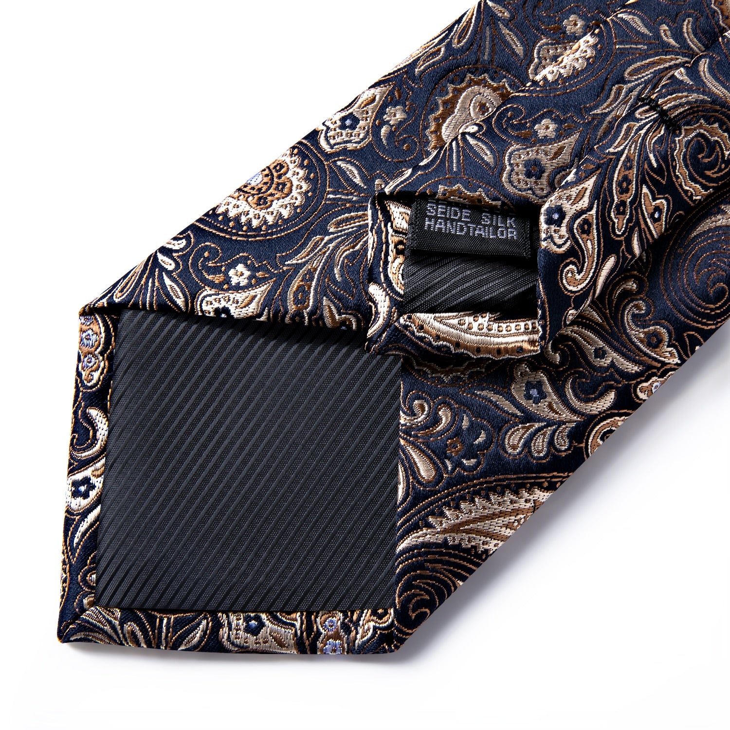 Men Tie Gold Blue Paisley