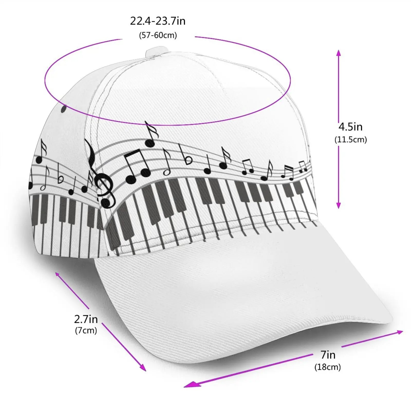 Abstract Piano Keys With Musical Notes Caps