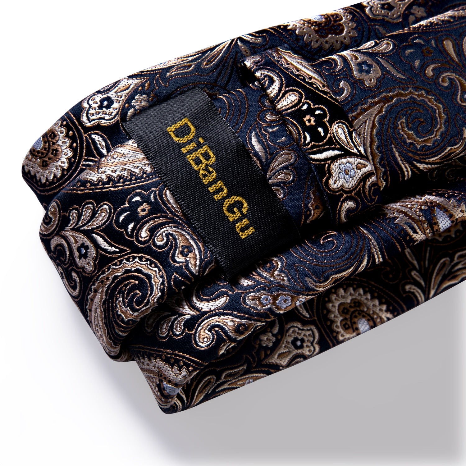 Men Tie Gold Blue Paisley