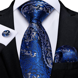 Men Tie Gold Blue Paisley