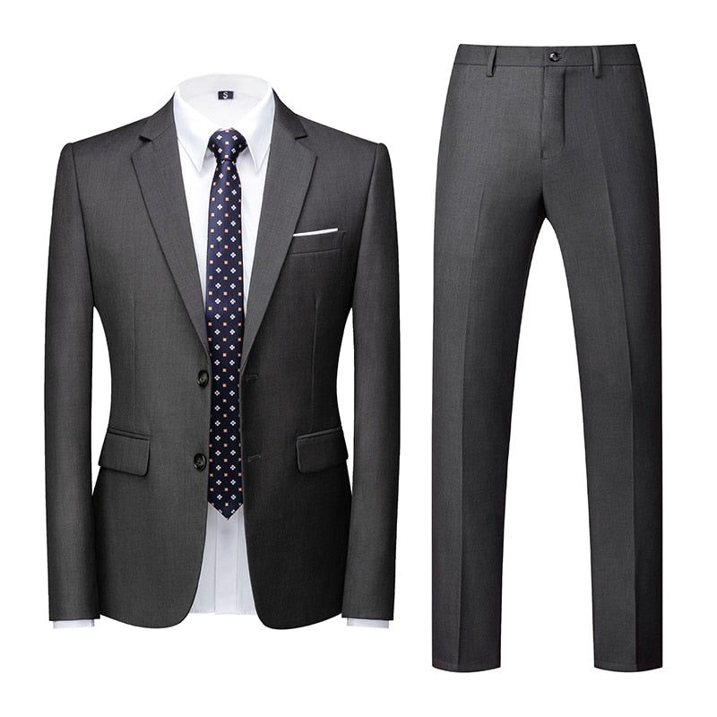 Men Suit - Jacket Vest Pants Single-breasted Slim