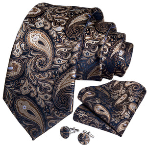 Men Tie Gold Blue Paisley