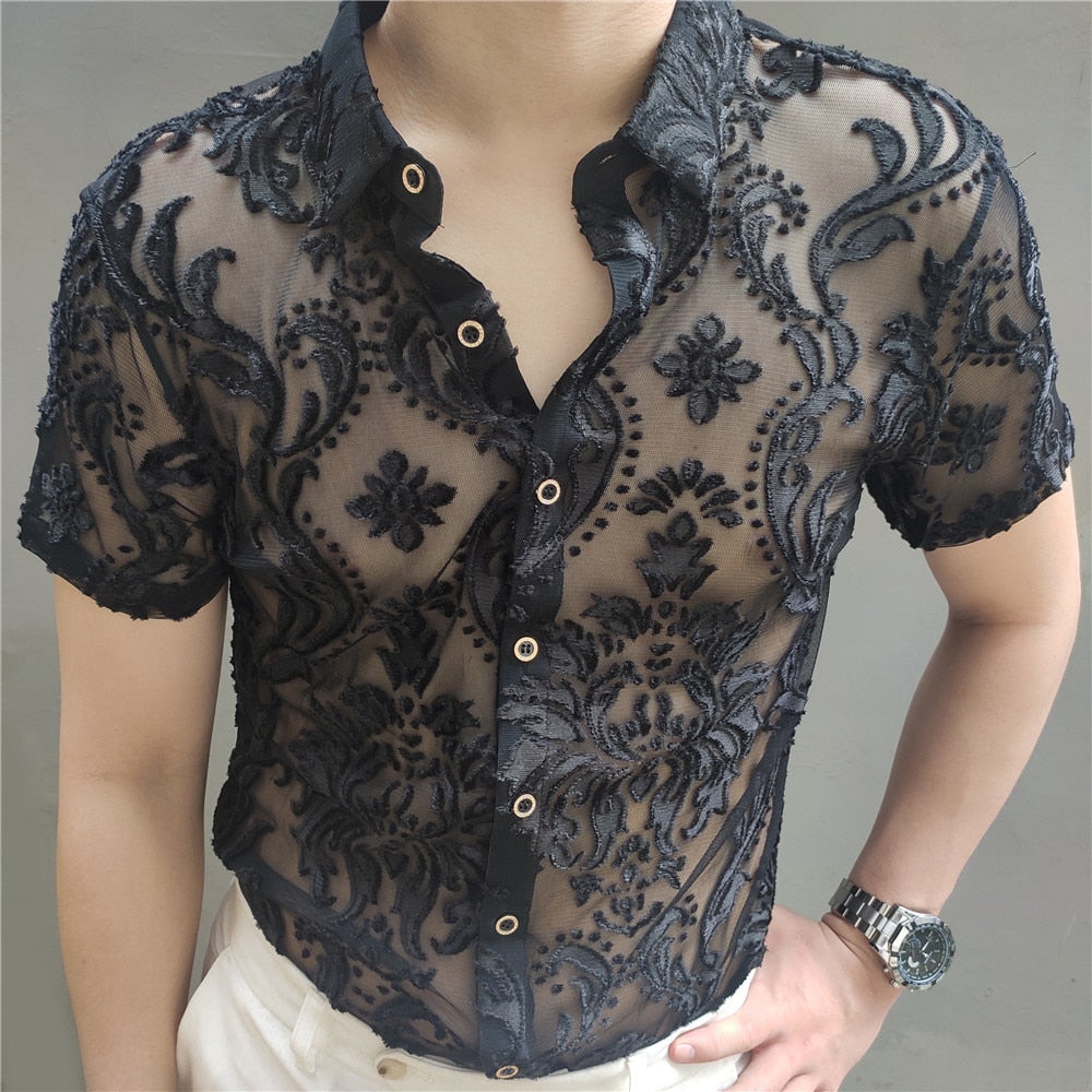 Shirt -  High Quality Transparent Floral Shirt