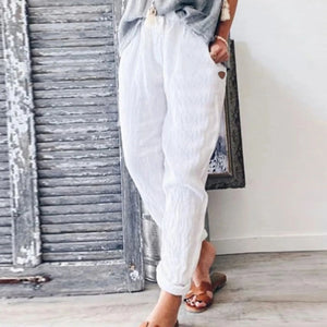 Pants -White Cotton Linen Pants