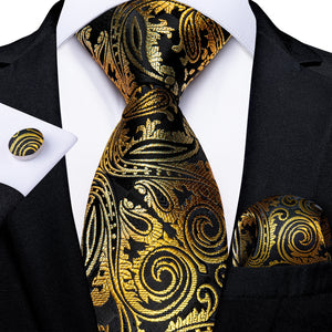 Men Tie Gold Blue Paisley