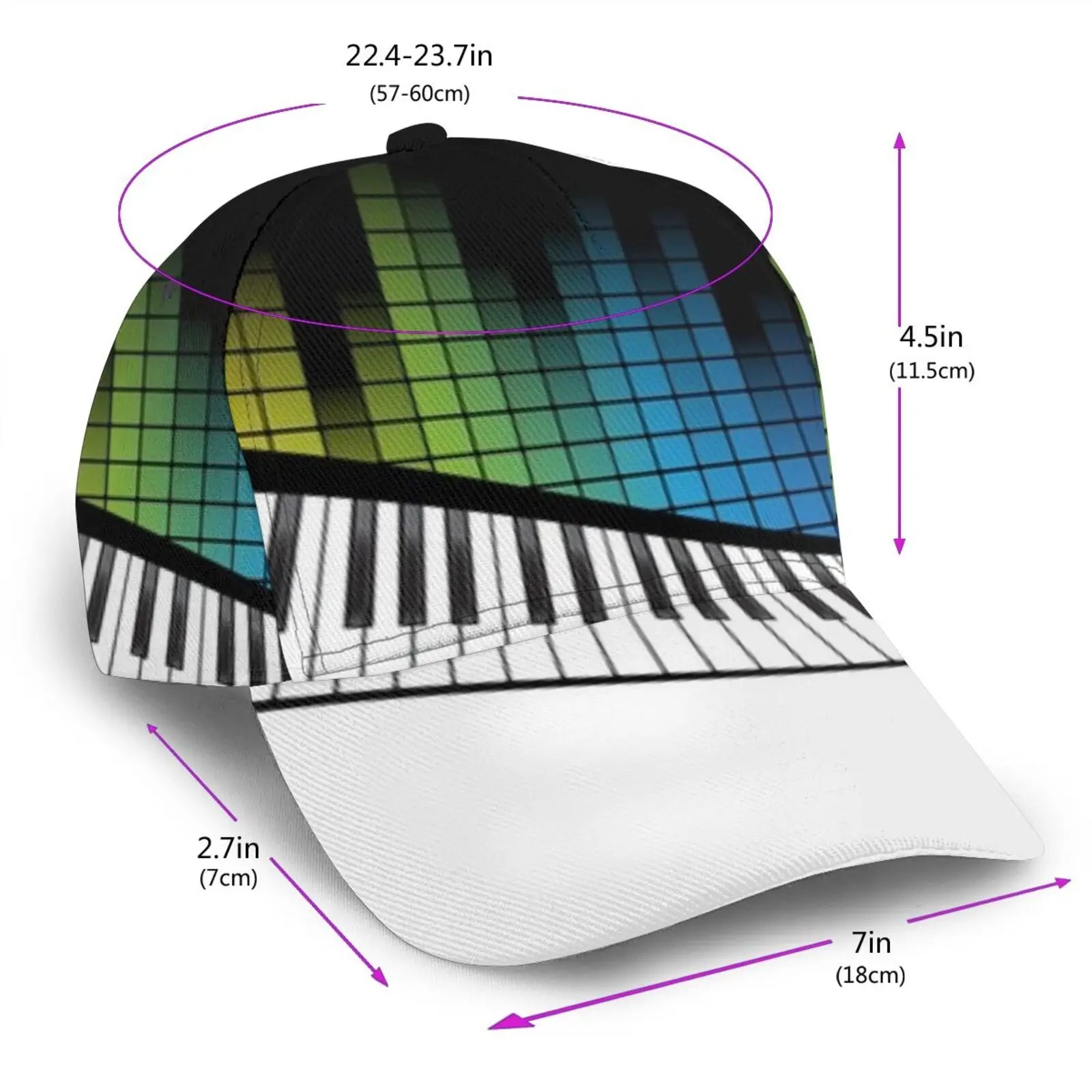 Abstract Piano Keys With Musical Notes Caps