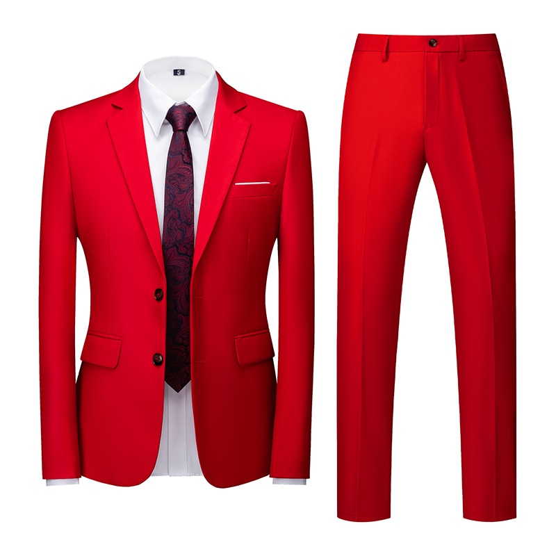 Men Suit - Jacket Vest Pants Single-breasted Slim