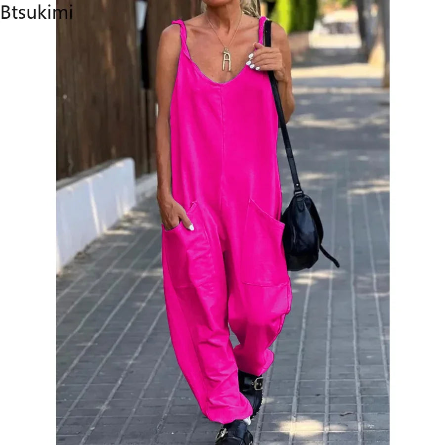 Romper - Wide Leg V Neck  Jumpsuits