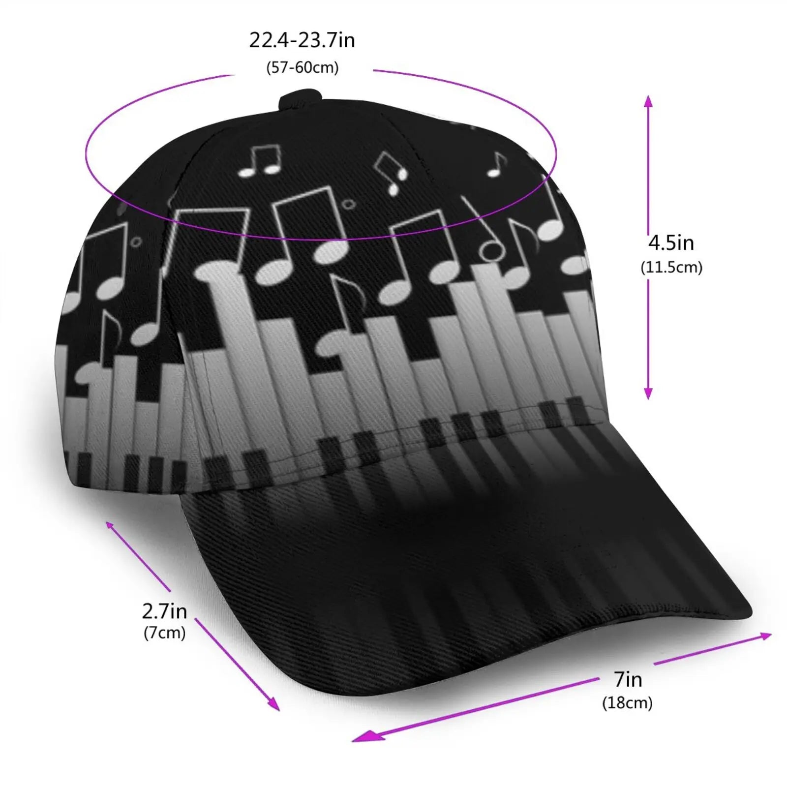 Abstract Piano Keys With Musical Notes Caps