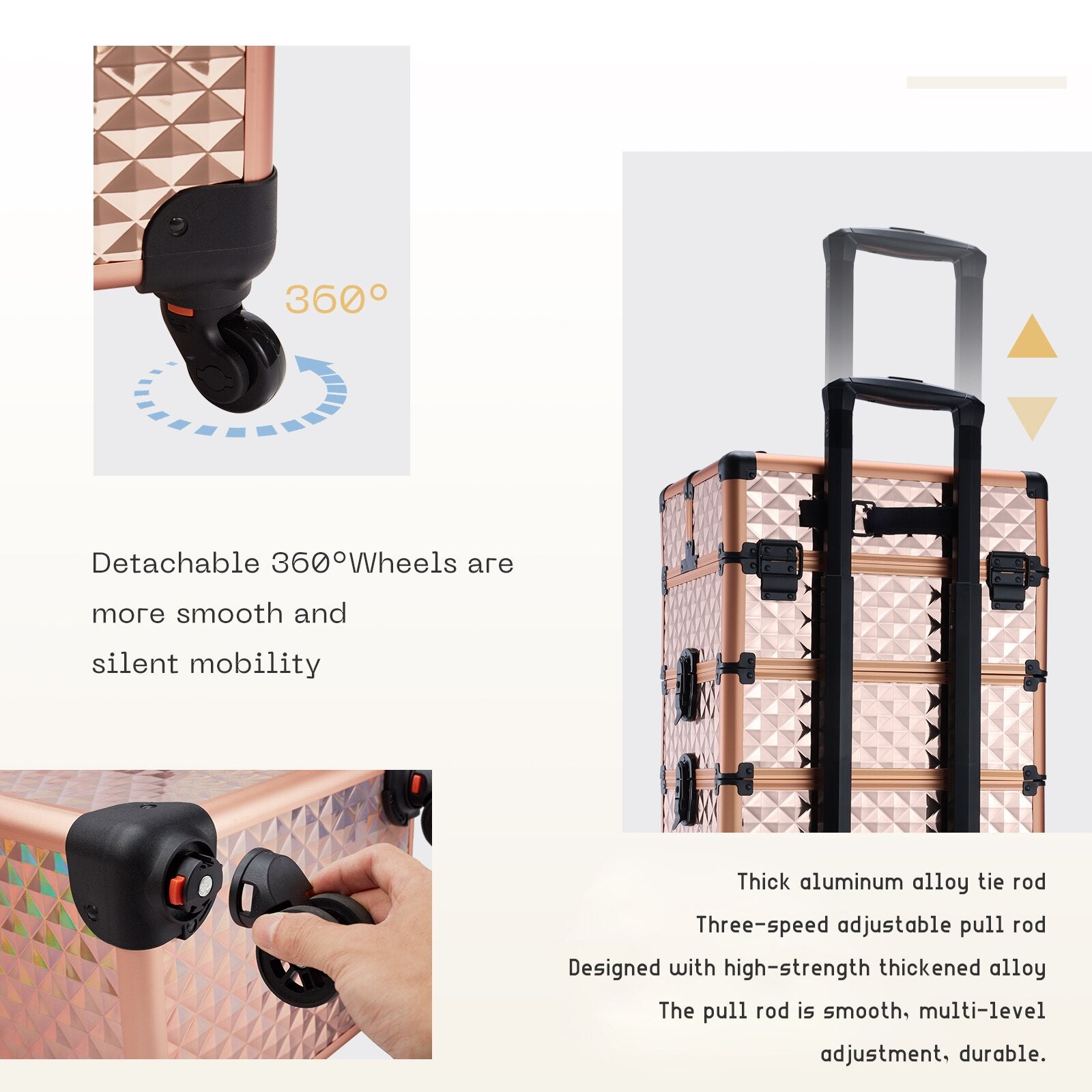 Makeup Luggage -  4 in 1 Detachable Trolley Case