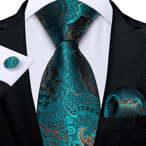 Men Tie Gold Blue Paisley