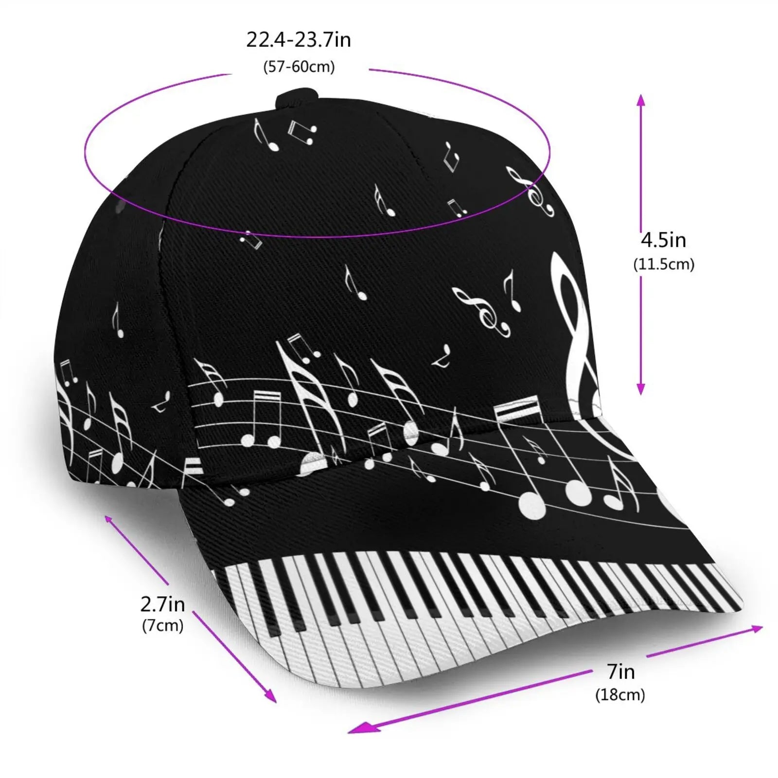 Abstract Piano Keys With Musical Notes Caps