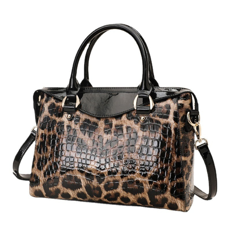 Genuine Leather Leopard Women's Bag