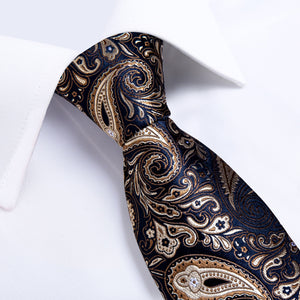 Men Tie Gold Blue Paisley