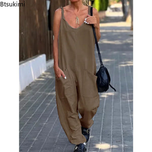 Romper - Wide Leg V Neck  Jumpsuits