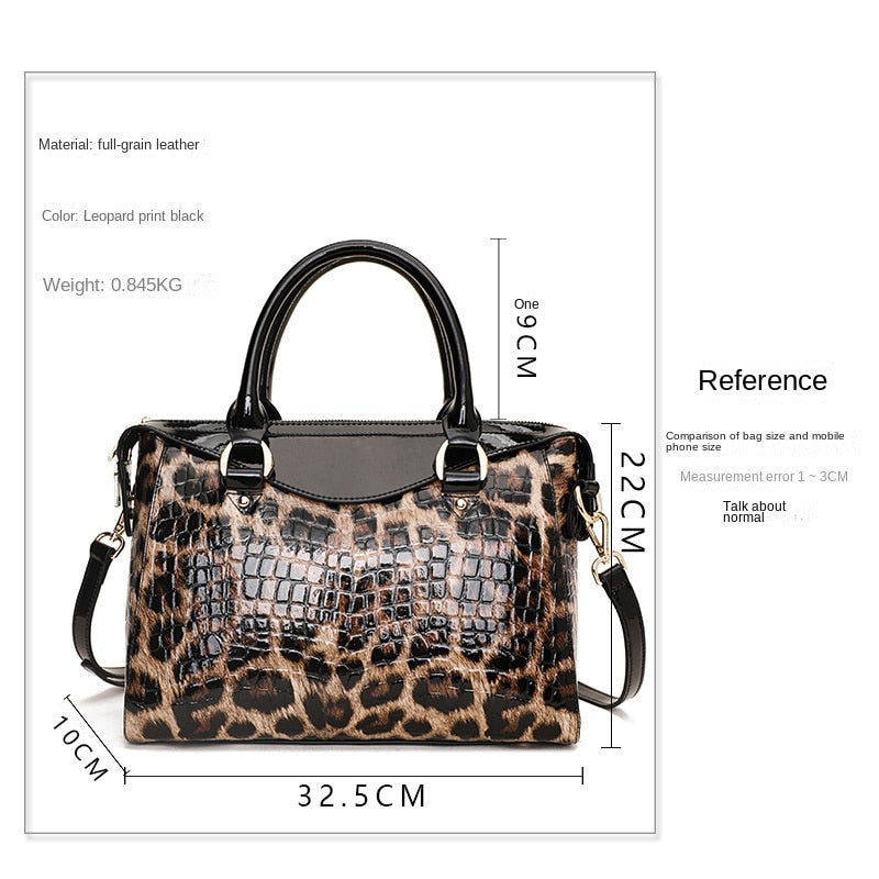 Genuine Leather Leopard Women's Bag