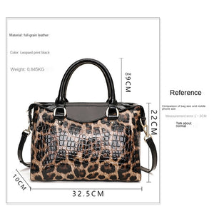 Genuine Leather Leopard Women's Bag