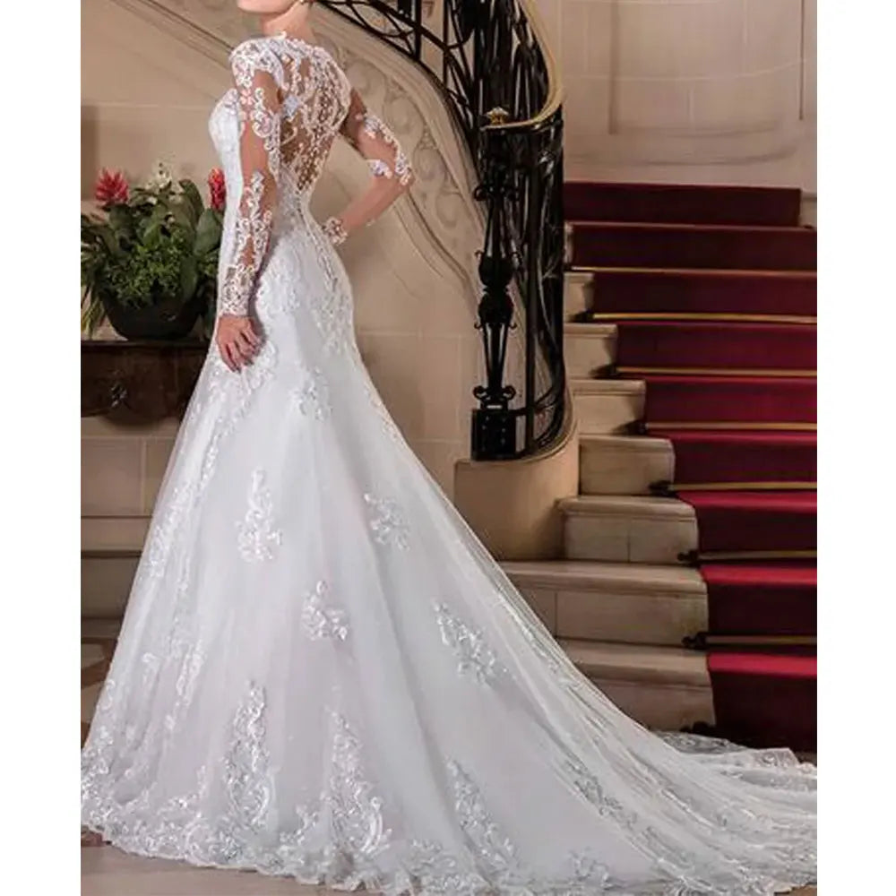 Wedding -  Illusion Back Wedding Dress