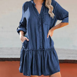 Casual and Comfortable Leopard Denim Dress