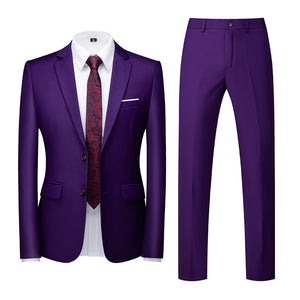 Men Suit - Jacket Vest Pants Single-breasted Slim