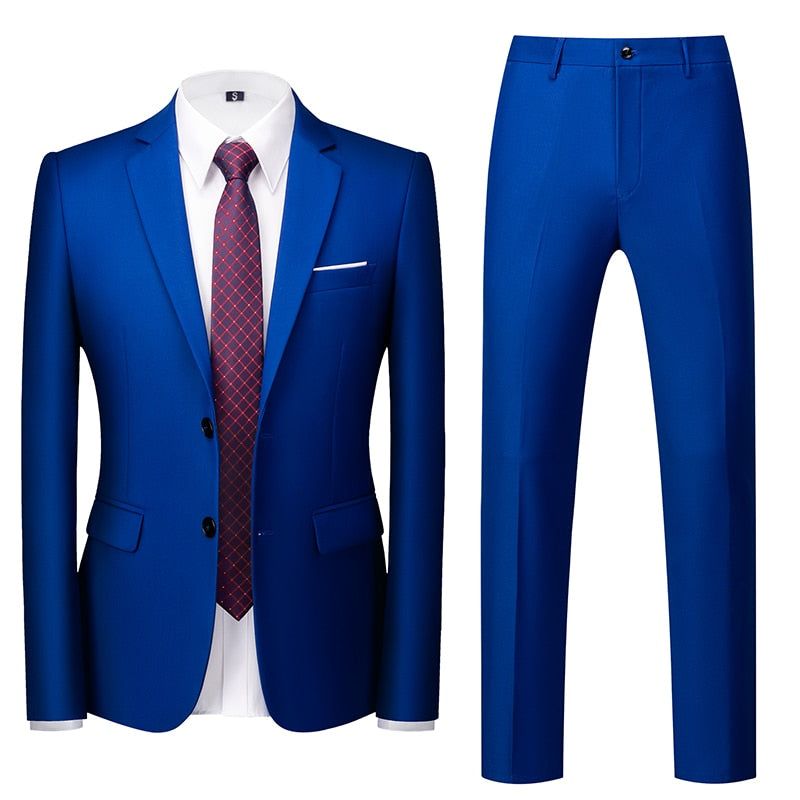 Men Suit - Jacket Vest Pants Single-breasted Slim