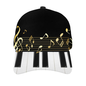 Abstract Piano Keys With Musical Notes Caps