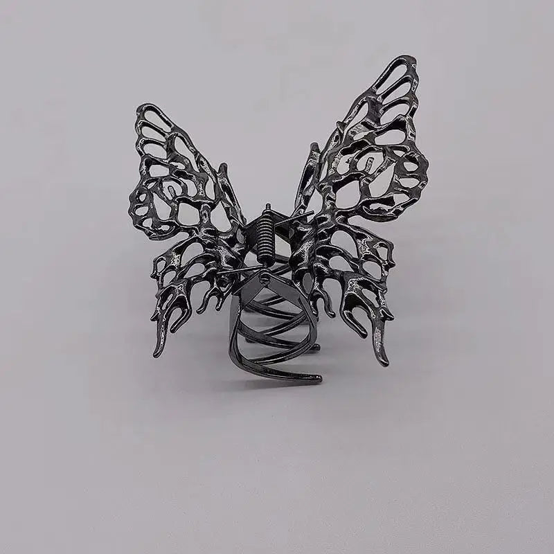 Bright Silver Cross Geometric Butterfly