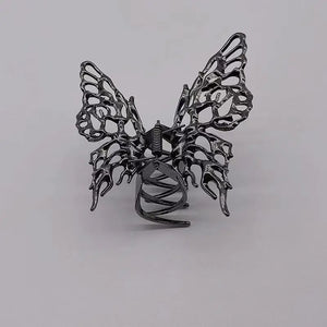 Bright Silver Cross Geometric Butterfly