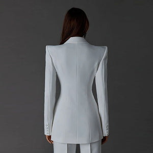 Suit - White Women Skinny Pants Suits